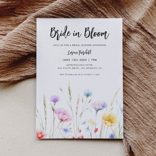 Invitación Novia en flor silvestre moderna ducha de novia