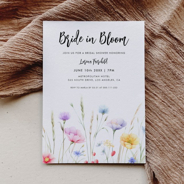 Invitación Novia en flor silvestre moderna ducha de novia (Subido por el creador)
