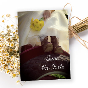 Invitación Novia en la boda de la granja de tractores Salven