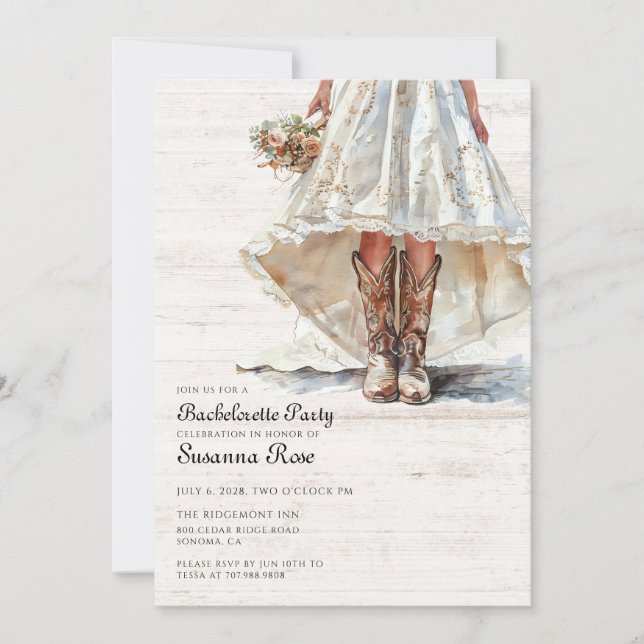 Invitación Novia En La Fiesta De La Bodega De La Vestimenta D (Anverso)