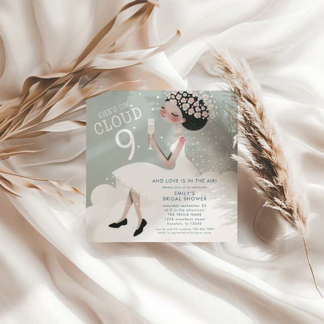 Invitación Novia en la Nube 9 Verde azulada Plaza de la Ducha (Subido por el creador)