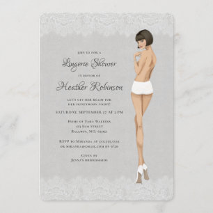Invitación Novia en las bragas Lacy Lingerie Shower