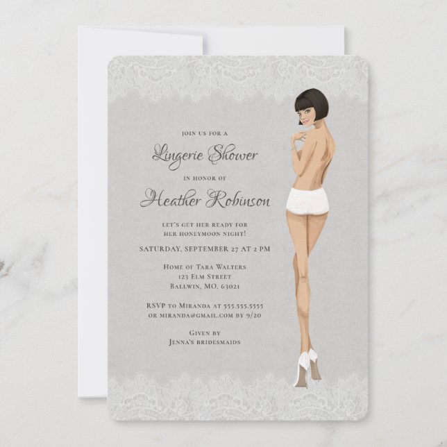 Invitación Novia en Panties Lacy Lingerie Shower (Anverso)