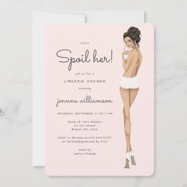 Invitación Novia en ropa interior Lace Lingerie Bridal Shower (Anverso)