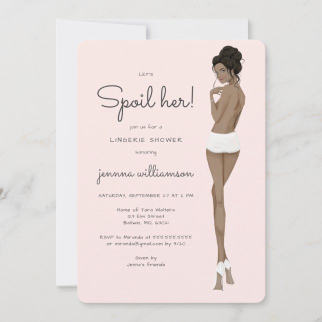 Invitación Novia en ropa interior Lace Lingerie Bridal Shower (Anverso)