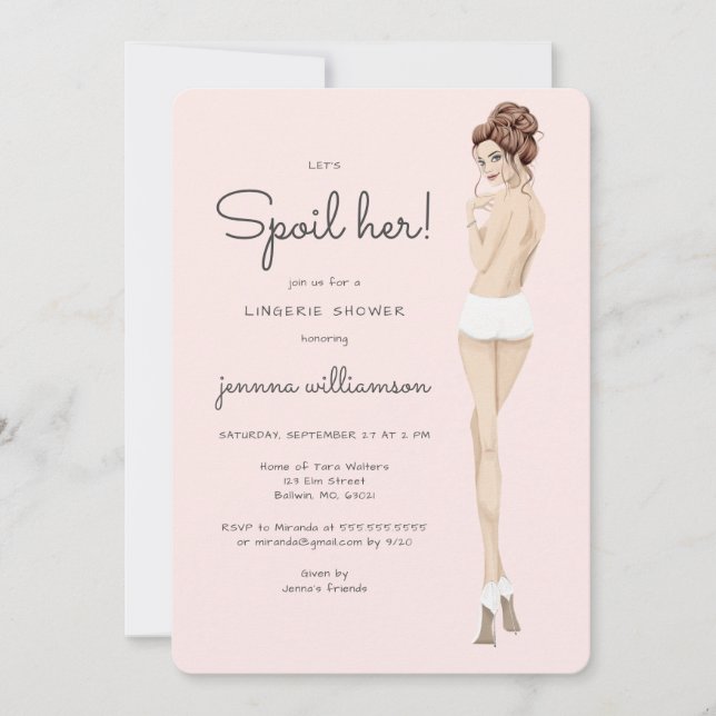 Invitación Novia en ropa interior Lace Lingerie Bridal Shower (Anverso)