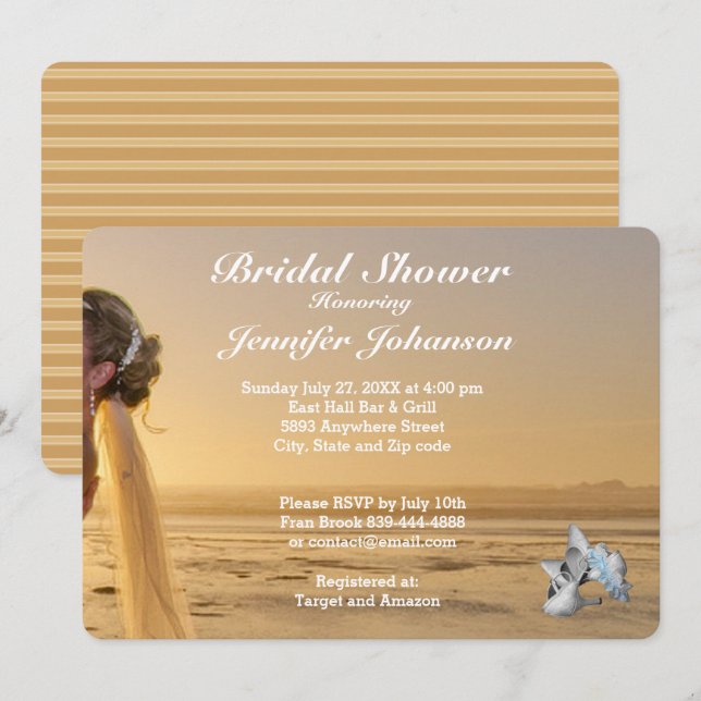 Invitación Novia en Sunset Beach Bridal Shower (Anverso / Reverso)