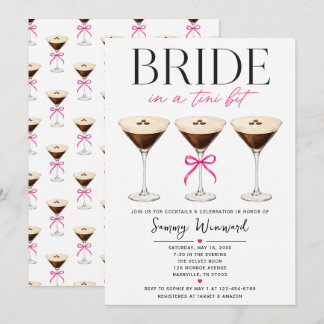 Invitación Novia en una ducha de Martini de Espresso Tini Bit