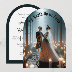 Invitación Novia esquelética y Groom para Boda de Halloween