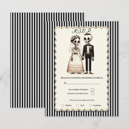 Invitación Novia Esqueleto de Dibujos Animados + Respuesta de