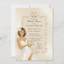 Invitación Novia Étnica Rosa de Boda de Seda Marfil