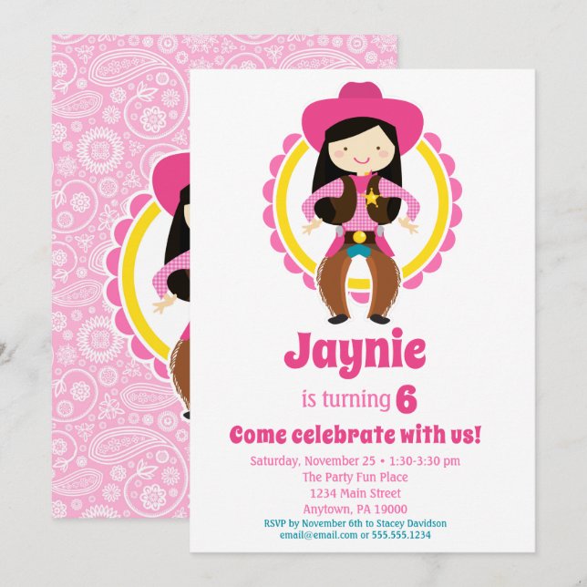 Invitación Novia - Fiesta de cumpleaños de lechera de pelo ne (Anverso / Reverso)
