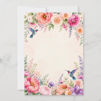 Invitación Novia Floral Acuarela Colorida Colibrí