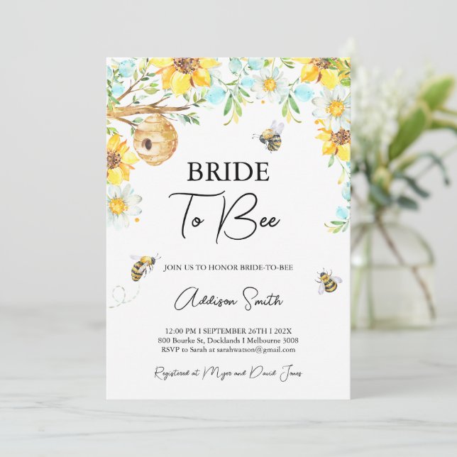 Invitación Novia Floral Amarilla Azul A Ducha Bridal (Anverso de pie)