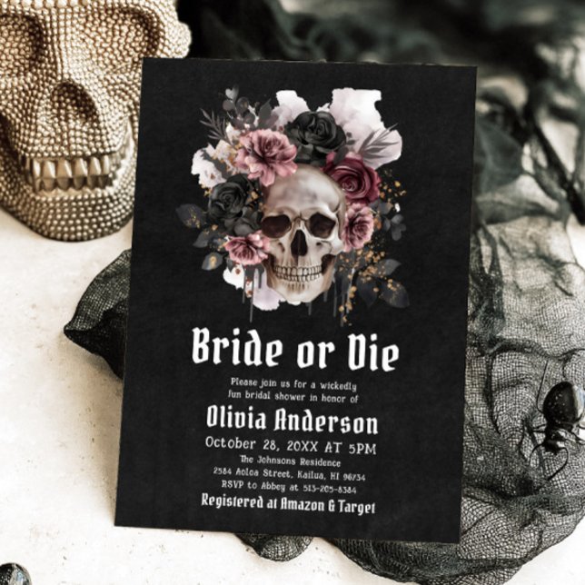 Invitación Novia floral de Halloween o ducha nupcial mortal (Subido por el creador)