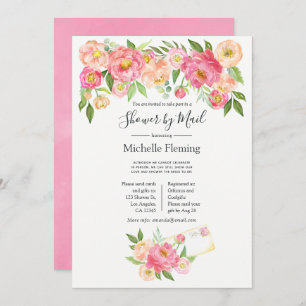 Invitación Novia floral de Primavera Rosa o Baby Shower por c