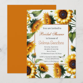 Invitación Novia Floral De Sunflowers Para Su Ducha De Novias