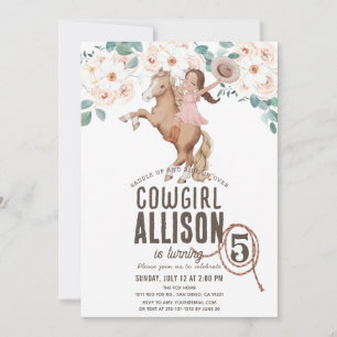 Invitación Novia Floral Rodeo Occidental Pony Ride Cumpleaños