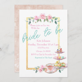 Invitación Novia floral rosa para ser Fiesta de té de ducha d