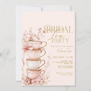 Invitación Novia floral rosa para ser Fiesta de té de ducha d