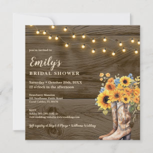 Invitación Novia floral ruidosa bota ducha de novia