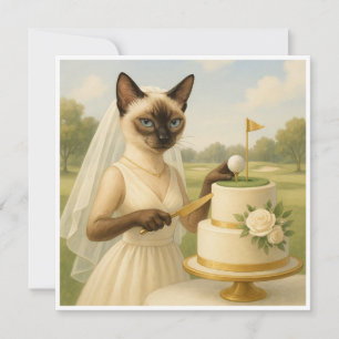 Invitación Novia Gato de Golf Golfer cortando pastel Despedid