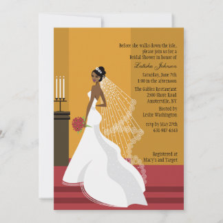 Invitación Novia glamurosa ducha de novia afroamericana Inv
