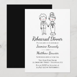 Invitación Novia Groom Boda negro ensayar cena