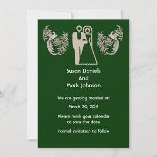 Invitación Novia Groom Doves La Boda Verde Salva La Fecha
