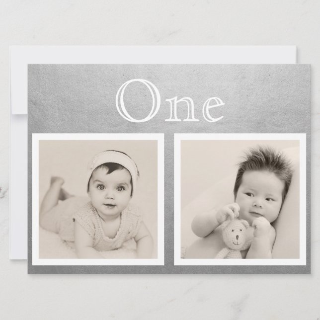 Invitación Novia Groom Personalizado Age Silver Table Number (Anverso)