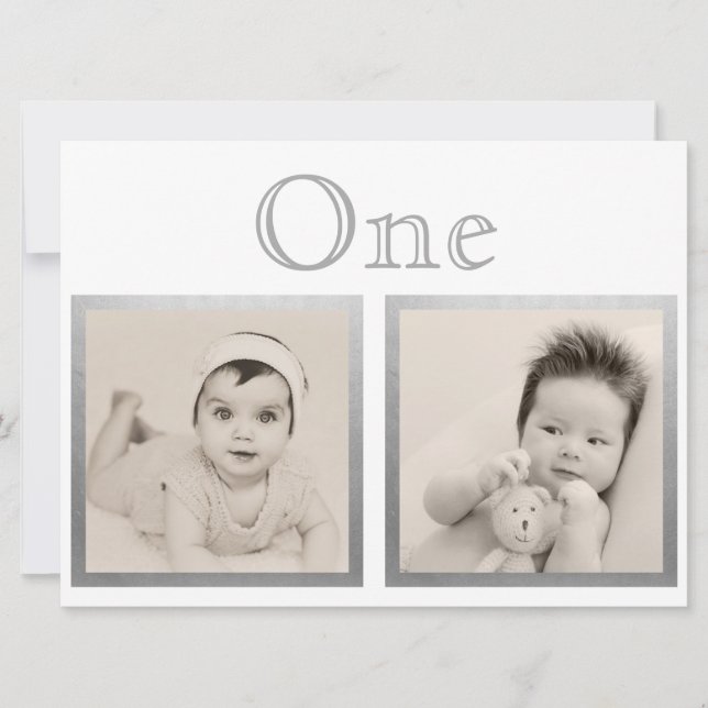 Invitación Novia Groom Personalizado Age Silver Table Number (Anverso)