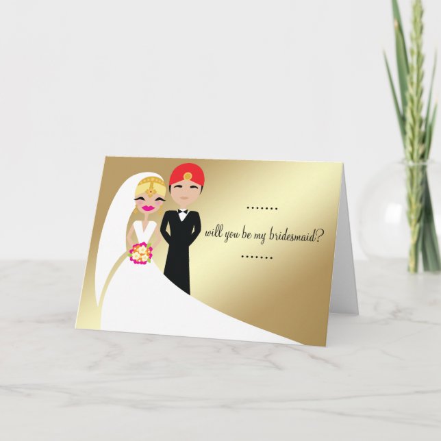 Invitación Novia india 311 en rubia bata blanca (Anverso)