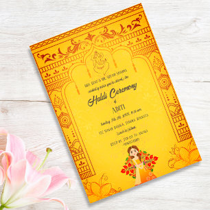 Invitación Novia india Ceremonia Haldi Pareja Hindú Real