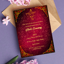 Invitación Novia india Ceremonia Haldi Pareja hindú Real