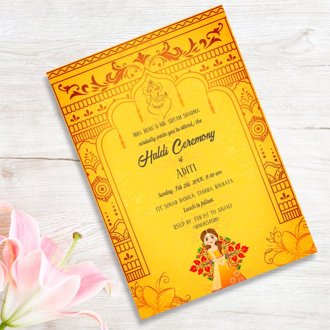 Invitación Novia india Ceremonia Haldi Pareja hindú Real (Subido por el creador)