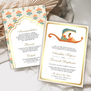 Invitación Novia india Doli tradicional en un solo Boda
