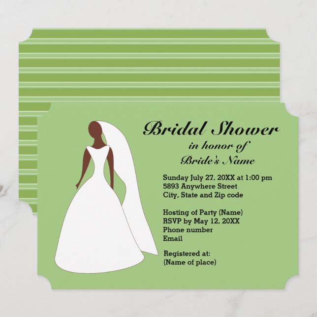 Invitación Novia invitada a ducha de novia con raya de verdor (Anverso / Reverso)