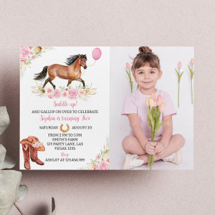 Invitación Novia invitativa de foto de cumpleaños a caballo