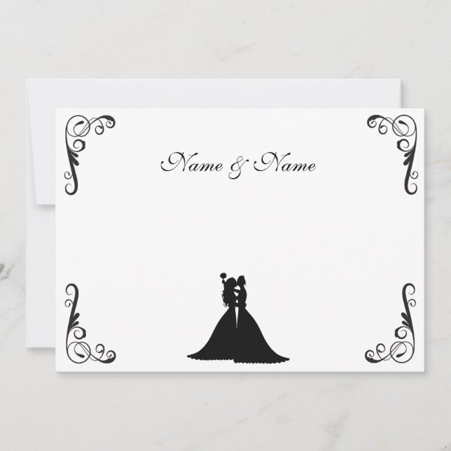 Invitación Novia lesbiana y Boda blanco y negro de novia (Anverso)