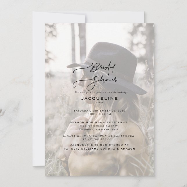 Invitación Novia Moderna Foto Despedida de Soltera (Anverso)