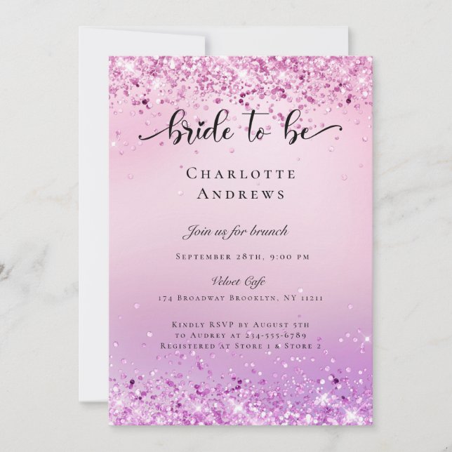 Invitación Novia moderna y Purpurina para ser Einladung (Anverso)