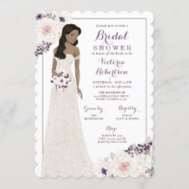 Invitación Novia morada anémona en ducha de novia plantada