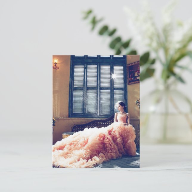 Invitación Novia Mujer Modelo Vestido De Novia Ventanas de la (Anverso de pie)
