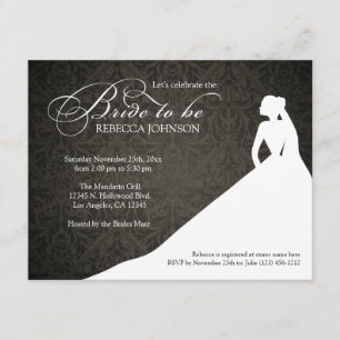 Invitación "Novia negra y blanca elegante a ser" ducha