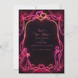 Invitación Novia Novio Boda Amor Brillo Rosa Neon