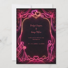 Invitación Novia Novio Bodas Amor Neon Rosa Brillante