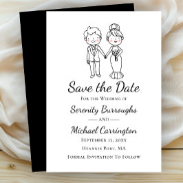 Invitación Novia Novio Dibujos Animados Boda Guardar la Fecha