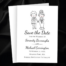 Invitación Novia Novio Dibujos Animados Boda Salvar La Fecha 