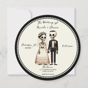 Invitación Novia + Novio Esqueleto de Dibujos Animados Boda C