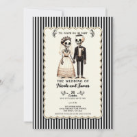 Novia + Novio Esqueleto de Dibujos Animados Boda C